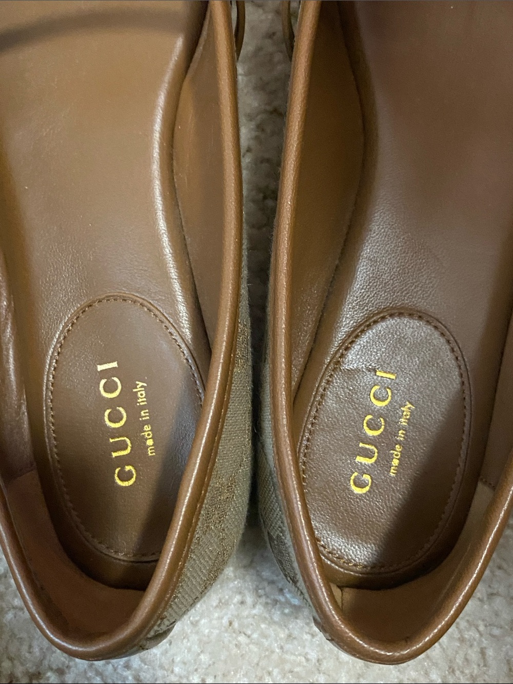 Gucci Tan Brown Monogram Canvas Horsebit Mary Jane Flats - Picture 4 of 5